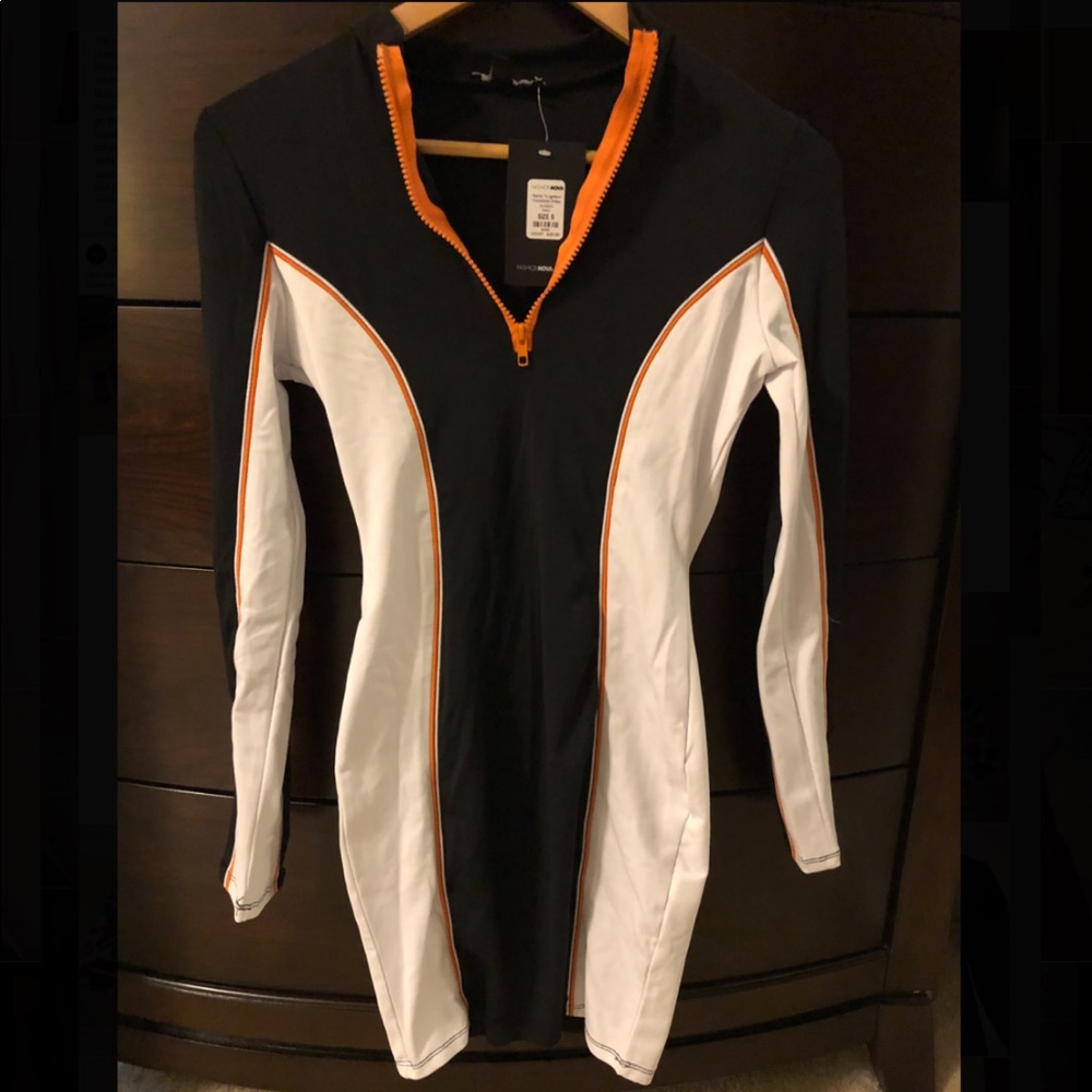 Stretch racer striping mini dress